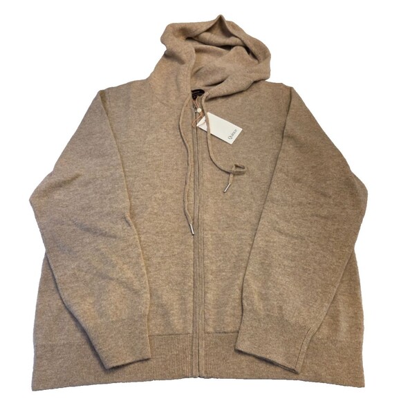 Quince 100% Mongolian Cashmere Full Zip Hoodie Womens XL NWT Oatmeal - Picture 3 of 13